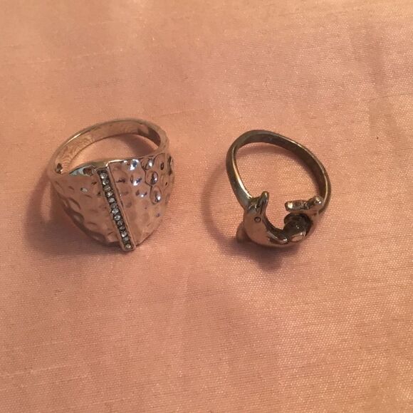 Two Silvertone Rings  - Picture 1 of 3